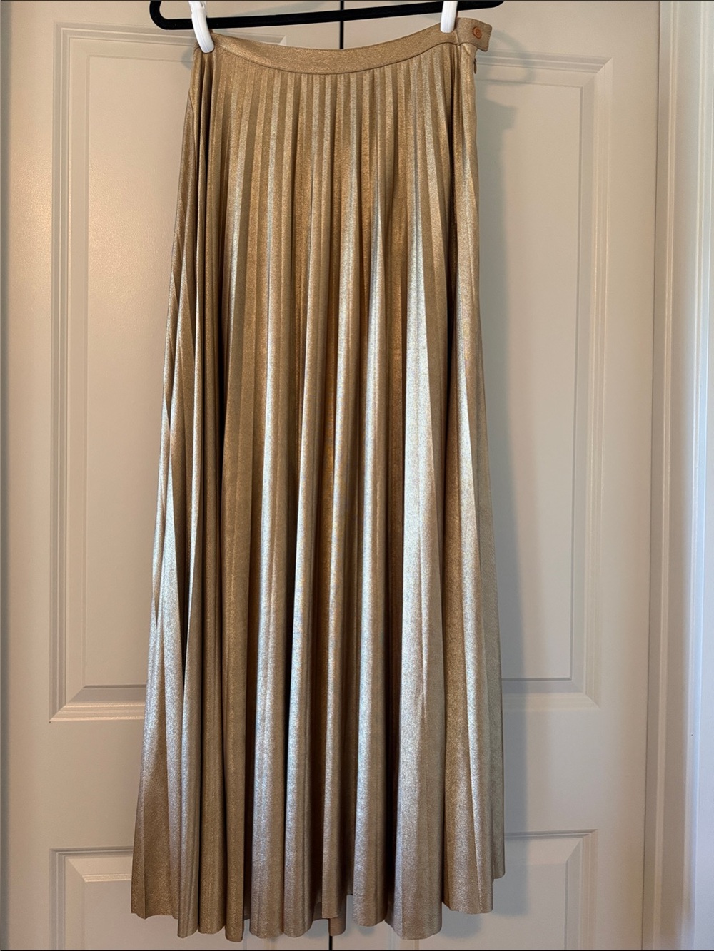 INC International Concepts Metallic Gold Pleated Maxi Skirt